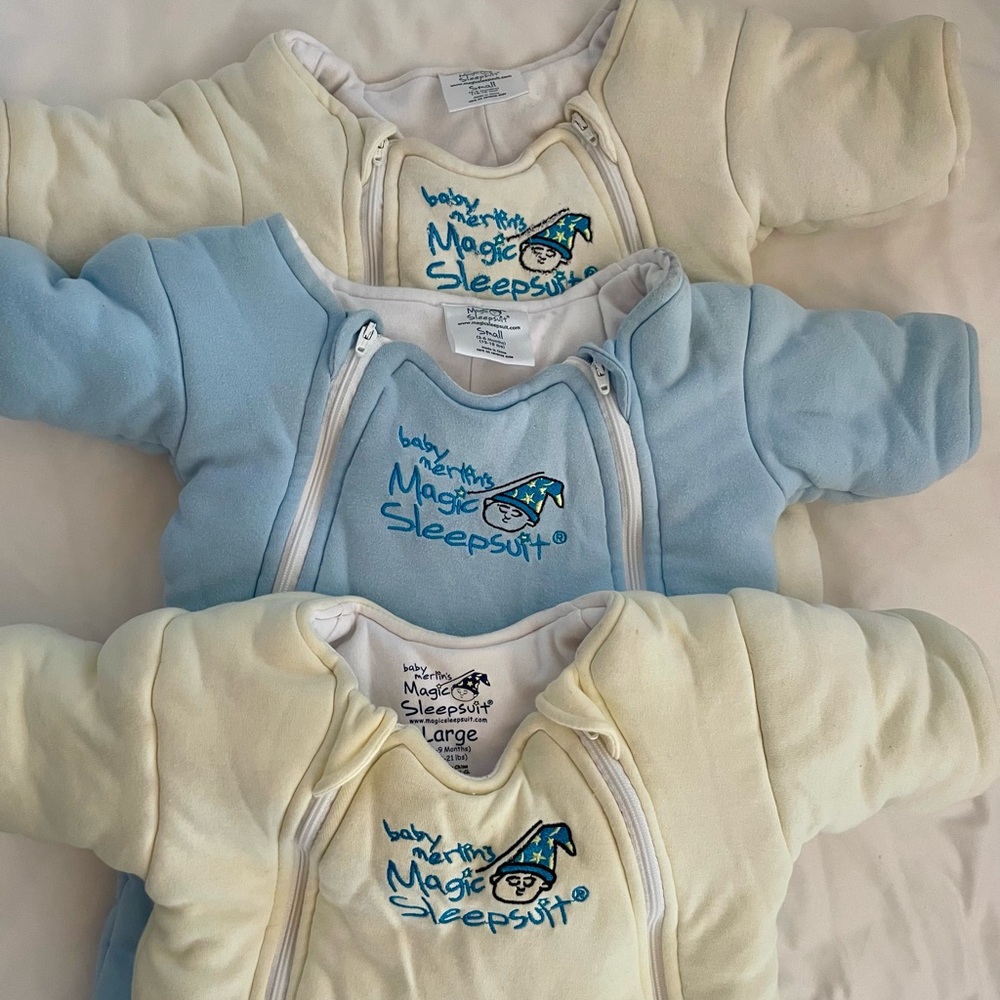 Baby Merlin's Magic Sleepsuit - Blue and Cream Kids Pajamas Sleep Sacks